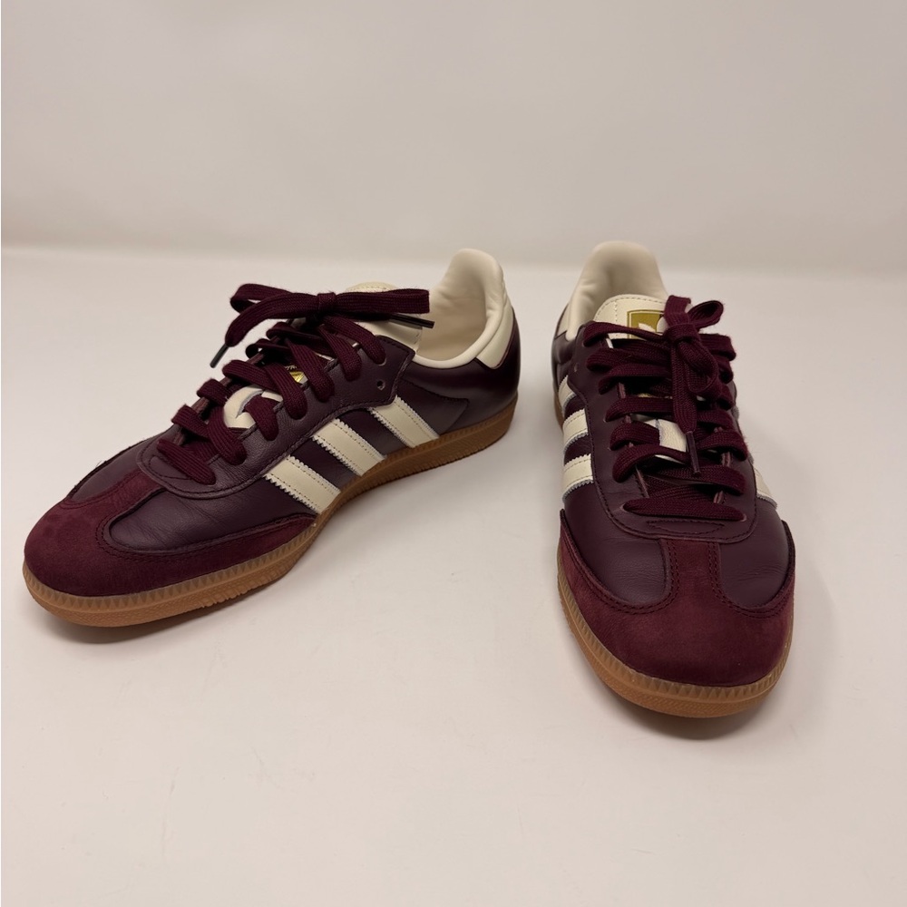 Adidas Maroon and Cream Sambas - Women’s 8